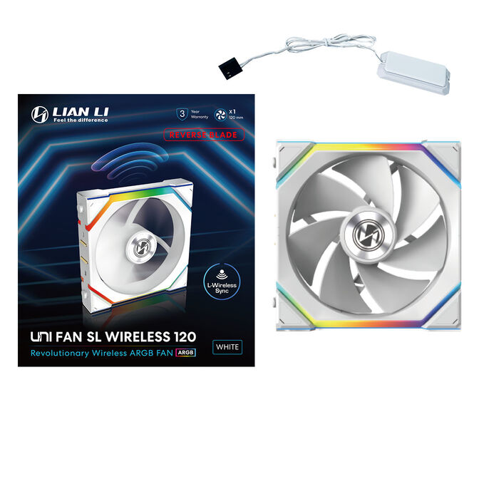 Lian Li UNI FAN SL Wireless ARGB PWM L&uuml;fter - Reverse Blade, 120 mm, wei&szlig; image number 6