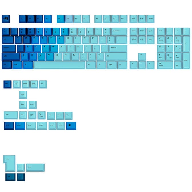 Glorious GPBT Gradient Keycaps, ANSI Layout (US), PBT, Dye-Sub - Ocean image number 0