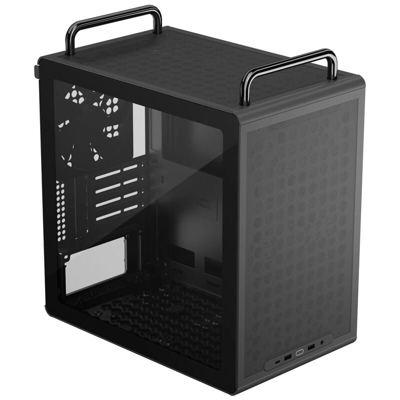 Cooler Master QUBE 340 PC-Gehäuse, Mini-Tower, Micro-ATX, Tempered Glass - schwarz