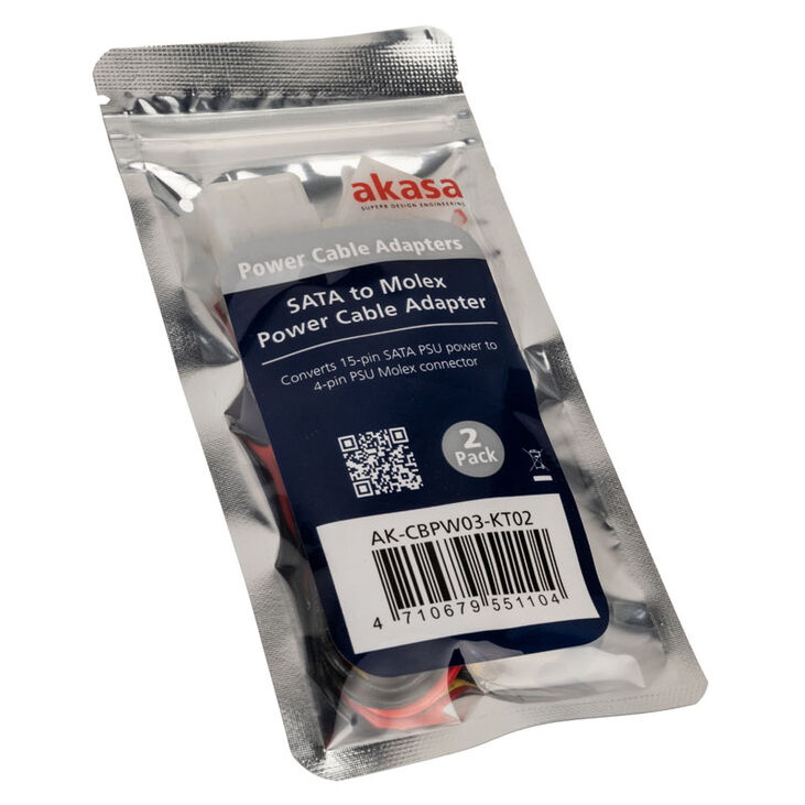 Akasa SATA to Molex Adapter Cable - 2 Pieces image number 2
