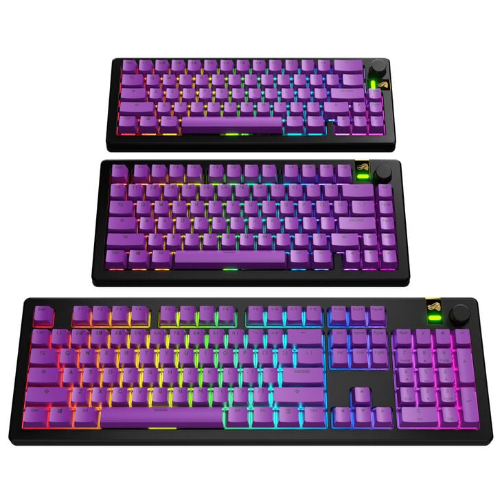 Glorious GPBT Basics Keycaps, ANSI Layout (US), PBT, Doubleshot - Epic Purple image number 6