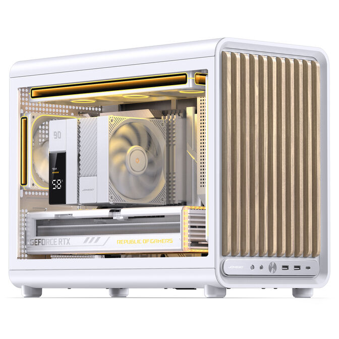 Jonsbo D33 Wood PC-Geh&auml;use, Mini-Geh&auml;use, mATX, Tempered Glass - wei&szlig;, Holz image number 2