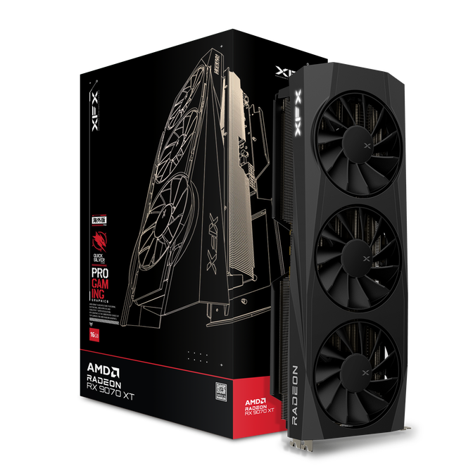 XFX Quicksilver Radeon RX 9070 XT Gaming Edition Graphics Card, 16384 MB GDDR6 image number 0