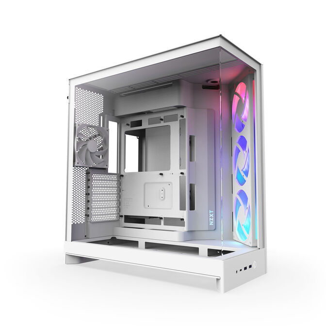NZXT H9 Flow RGB PC Case, Mid-Tower, E-ATX, Tempered Glass - White image number 0