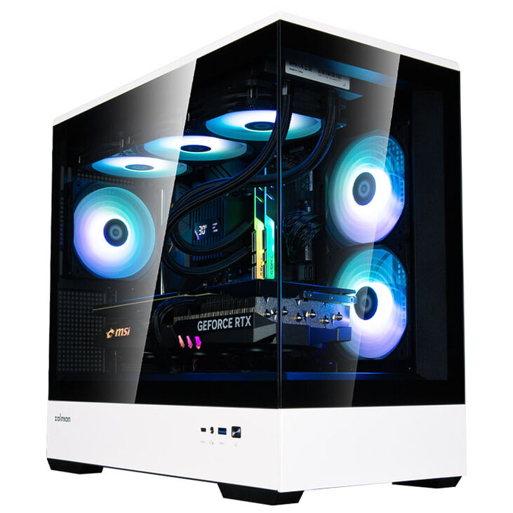 Zalman P30 PC-Gehäuse, Mini-Tower, mATX, Tempered Glass - schwarz / weiß image number 1
