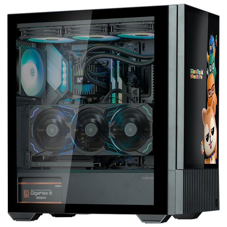 Zalman Z10 DS PC-Gehäuse, Midi-Tower, ATX, RGB, Tempered Glass - schwarz, mit LCD-Display image number 7