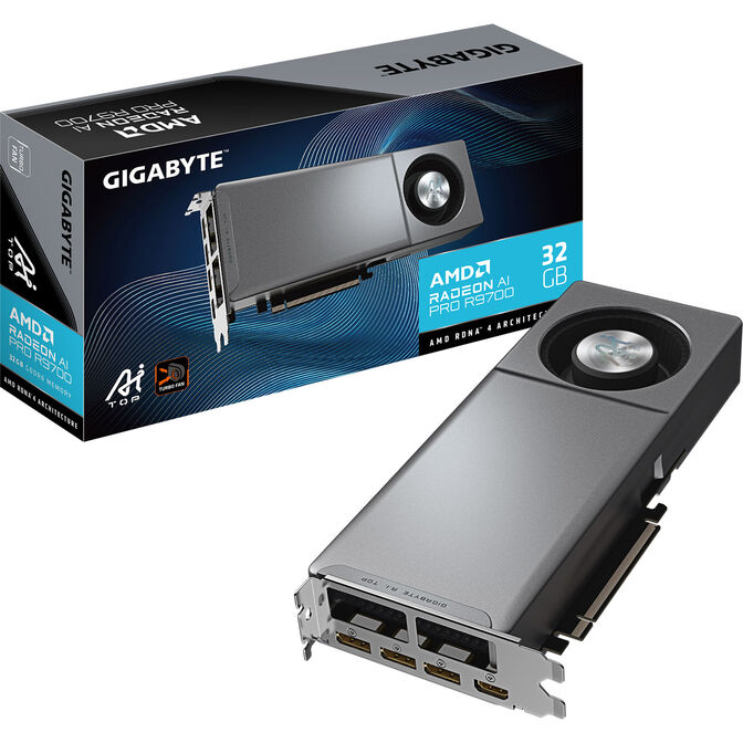 GIGABYTE Radeon AI PRO R9700 AI TOP 32G Grafikkarte, 32GB GDDR6 - Retail image number 0