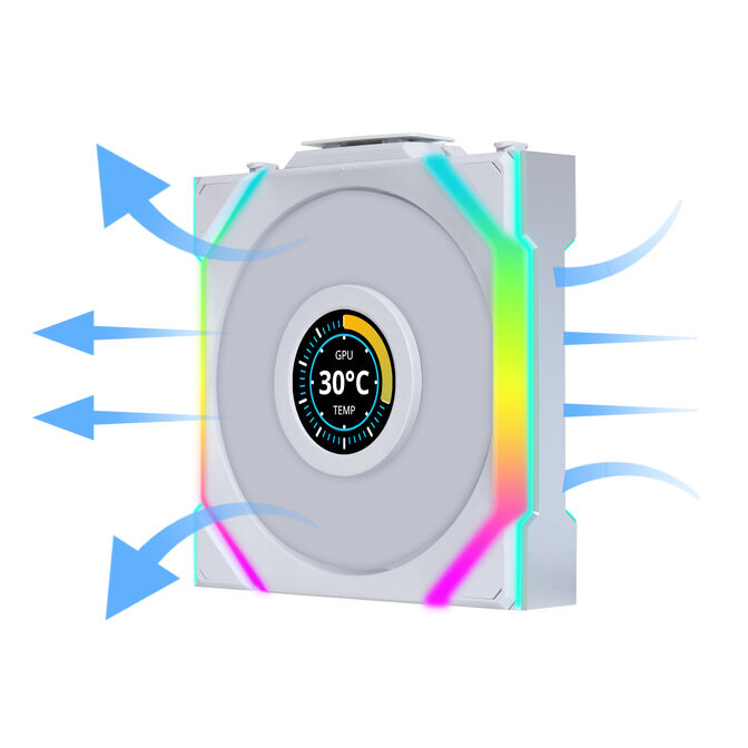 Lian Li UNI FAN SL Wireless LCD L&uuml;fter, ARGB, PWM - Reverse Blade, 120 mm, wei&szlig; image number 1