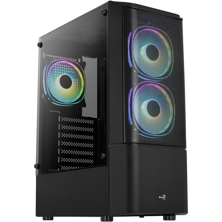 Aerocool Quantum Mesh v3 Mid Tower, RGB, Tempered Glass - Black image number 0