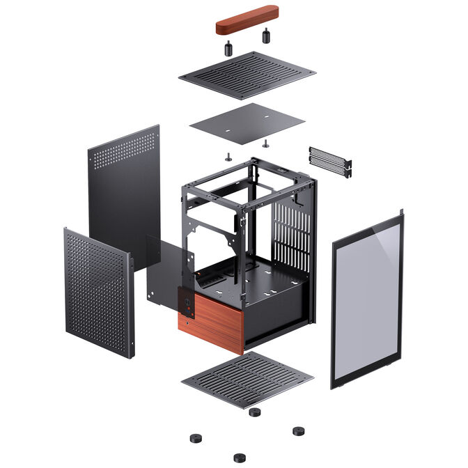 Jonsbo T6 PC Geh&auml;use, Mini-Tower, Mini-ITX, Tempered Glass, Holz - schwarz image number 12