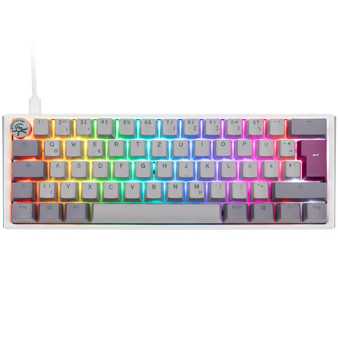 Ducky One 3 Mist Grey Mini Gaming Keyboard, RGB LED - MX-Silent-Red image number 1