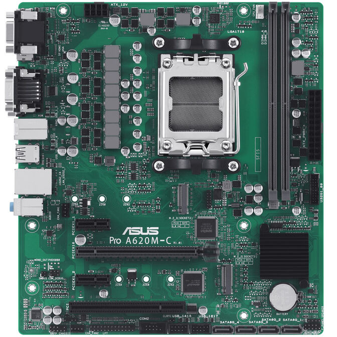 ASUS PRO A620M-C-CSM, AMD A620 motherboard, socket AM5, DDR5 image number 2