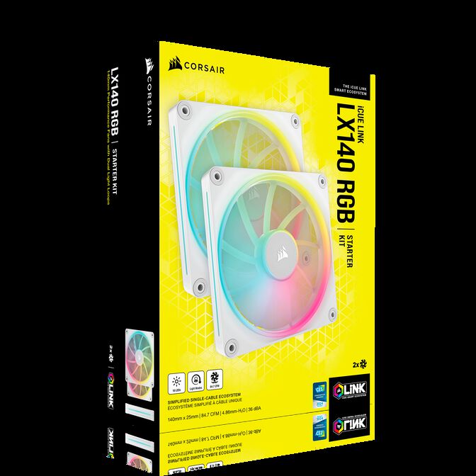 Corsair iCUE Link LX140 RGB, PWM Fan, 2-pack - 140mm, white image number 7