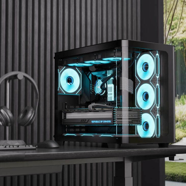 Aerocool P500C PC-Gehäuse, Midi-Tower, ATX, Tempered Glass - schwarz image number 7