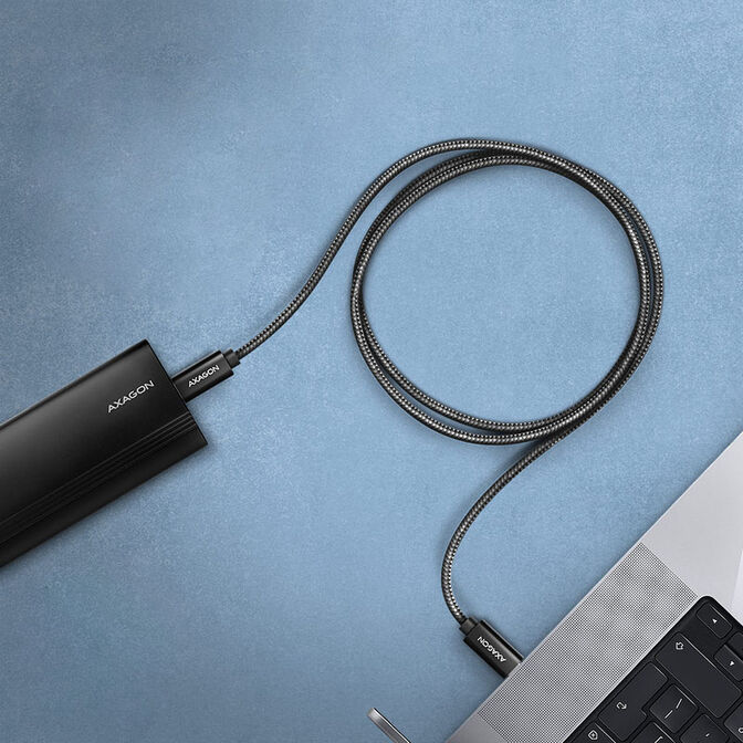 AXAGON BUCM4X-CM10AB USB-C zu USB-C Kabel, USB4 Gen 3&times;2, 1 m, PD 240W, 8K HD, ALU, geflochten - schw image number 5