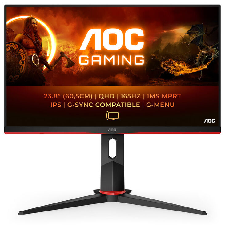 AOC Gaming Q24G2A/BK, 23.8 inch Gaming Monitor, 165 Hz, IPS, G-SYNC Compatible image number 2