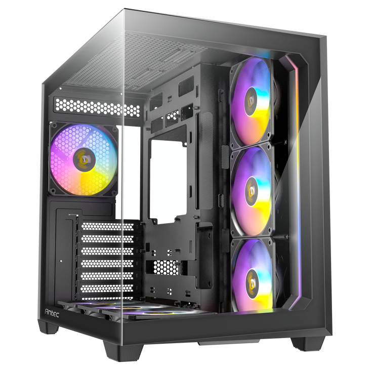 Antec C5 Computer Case, Mid-Tower, ATX, RGB, Tempered Glass - black image number 1
