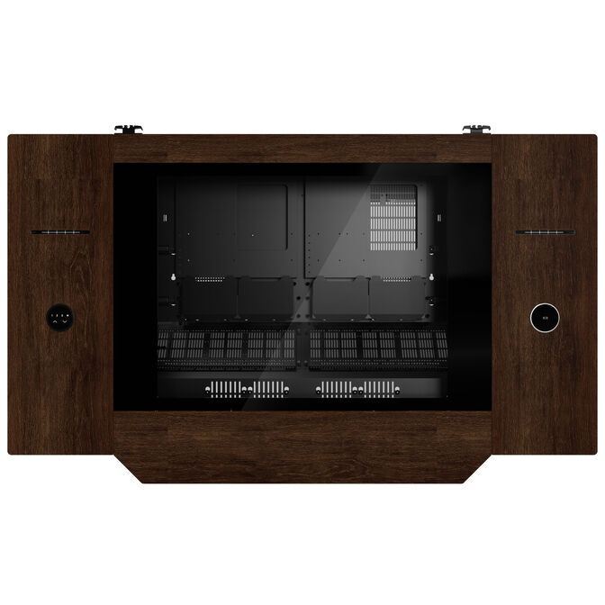 Lian Li DK07 Tischgeh&auml;use Wood Edition, Dual-System-f&auml;hig, 2x E-ATX, h&ouml;henverstellbar - Walnuss, schwarz image number 4