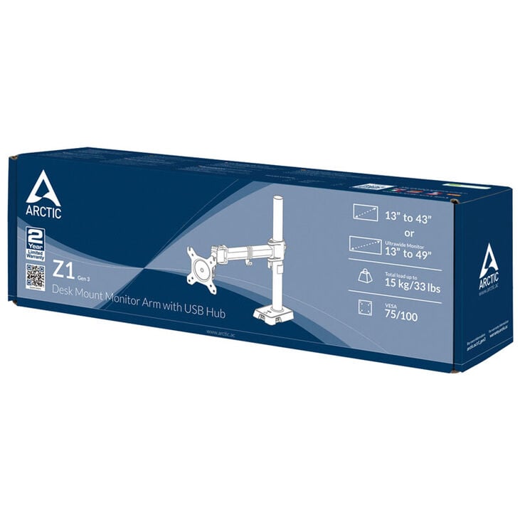 Arctic Monitorhalterung Z1 (Gen 3) mit USB 2.0 Hub - schwarz matt image number 8