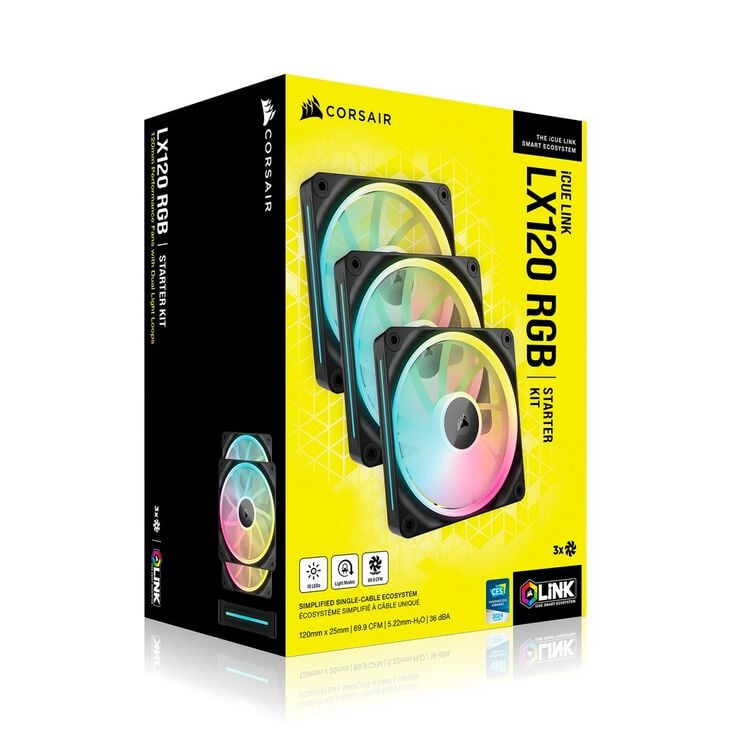 Corsair iCUE Link LX120 RGB, PWM Lüfter, 3er Pack - 120mm, schwarz image number 7