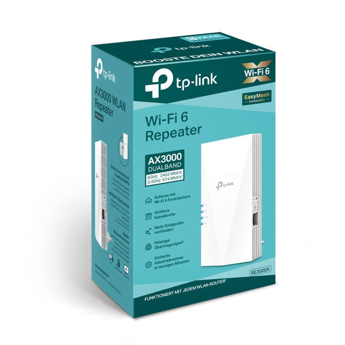 TP-Link RE3000X Wi-Fi Repeater, Wi-Fi 6 Dual-Band, AX3000 - white image number 3