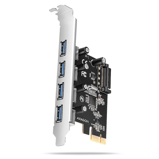 AXAGON PCEU-430RS Erweiterungskarte, PCIe 4.0 x1, 4x USB 3.0 - schwarz image number 0