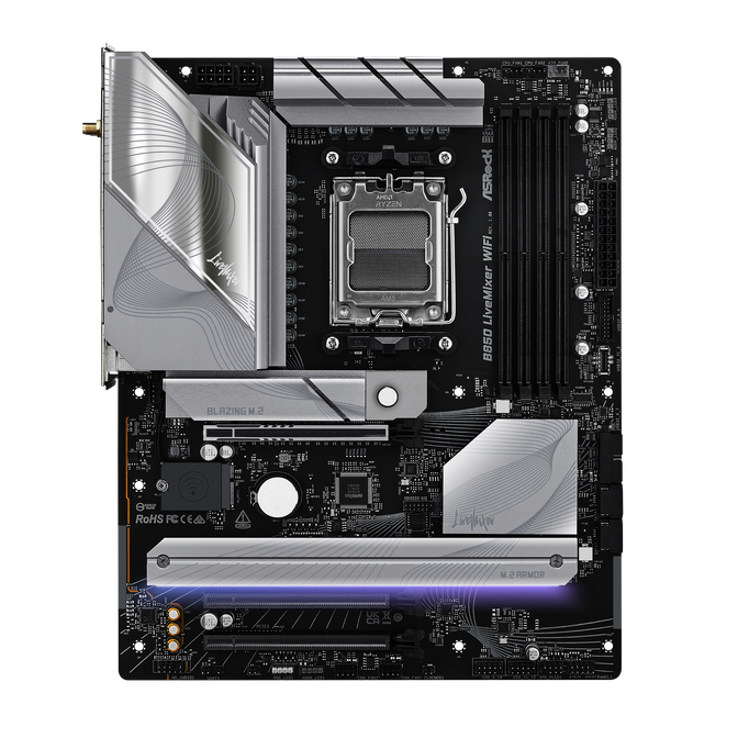 ASROCK B850 LiveMixer WiFi motherboard, socket AM5, AMD B850, ATX, DDR5 image number 3