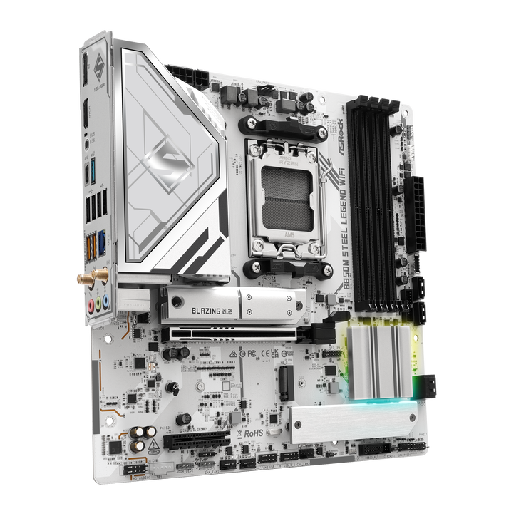 ASROCK B850M Steel Legend Wifi Mainboard, Sockel AM5, AMD B850, Micro-ATX, DDR5 image number 1