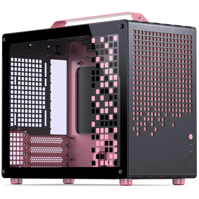 Jonsplus Z20 Micro-ATX Geh&auml;use, mit Tragegriff - schwarz/pink image number 0