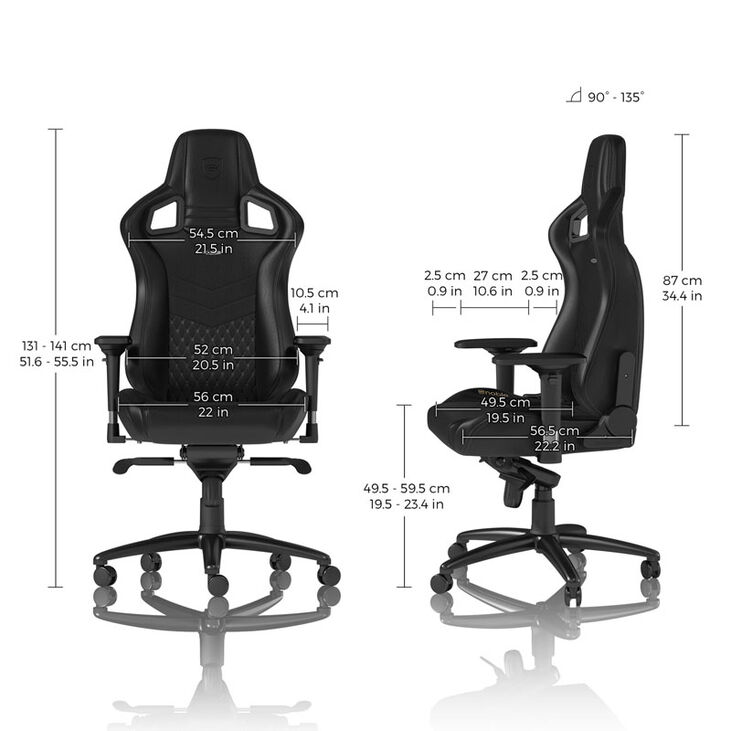 noblechairs EPIC Echtleder Gaming Stuhl - schwarz image number 2