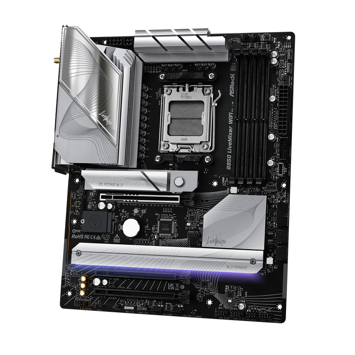 ASROCK B850 LiveMixer WiFi motherboard, socket AM5, AMD B850, ATX, DDR5 image number 2