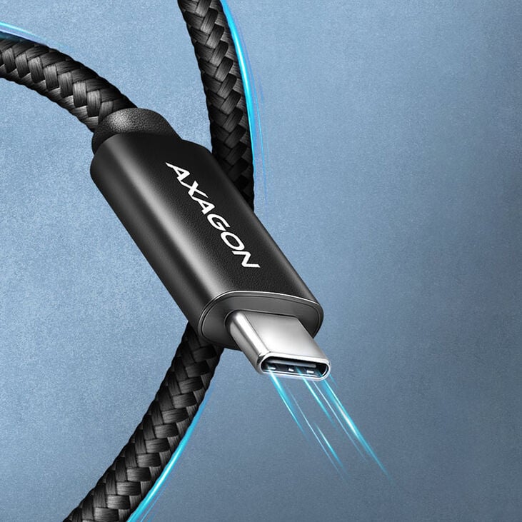 AXAGON BUCM4X-CM10AB USB-C zu USB-C Kabel, USB4 Gen 3×2, 1 m, PD 240W, 8K HD, ALU, geflochten - schw image number 3