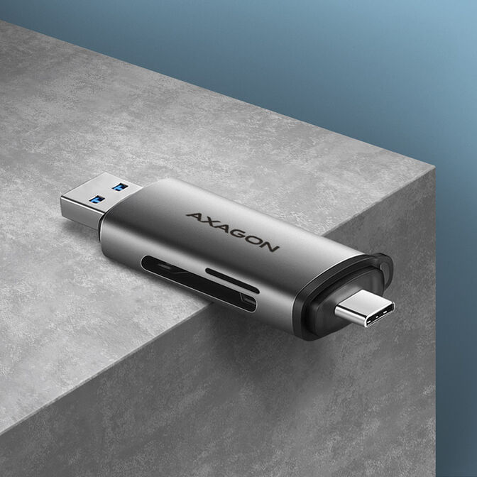 AXAGON CRE-SAC Kartenleser, USB 3.2 Gen1 Typ C + Typ A, SD, microSD image number 1