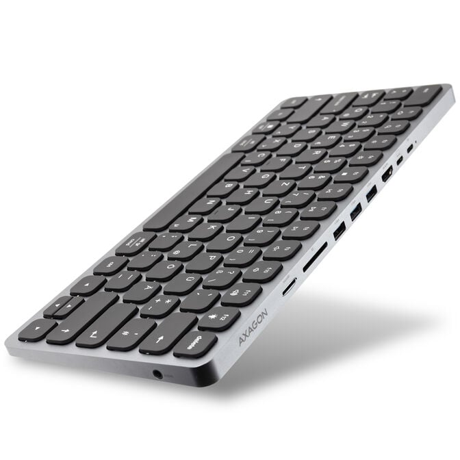 AXAGON HMC-KB USB-C Tastatur, microSD/SD, 3x USB-A 3.0, HDMI 4K/60Hz, PD 100W, Audio - DE Layout image number 0
