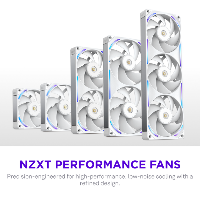 NZXT F140X RGB Case Fan, LCP Rotor, Hybrid Bearing, aRGB - White, 140mm image number 9