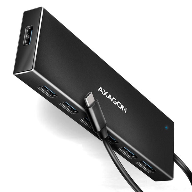 AXAGON HUE-F7C 7x USB 3.2 Gen 1 Aluminium Flat Hub, 30 cm USB-C cable image number 1