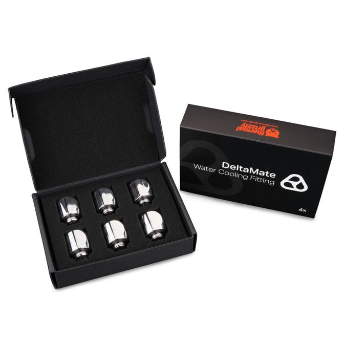 Thermal Grizzly DeltaMate Rotary Fitting - 90 Grad, Gloss Nickel, 6er-Pack image number 3