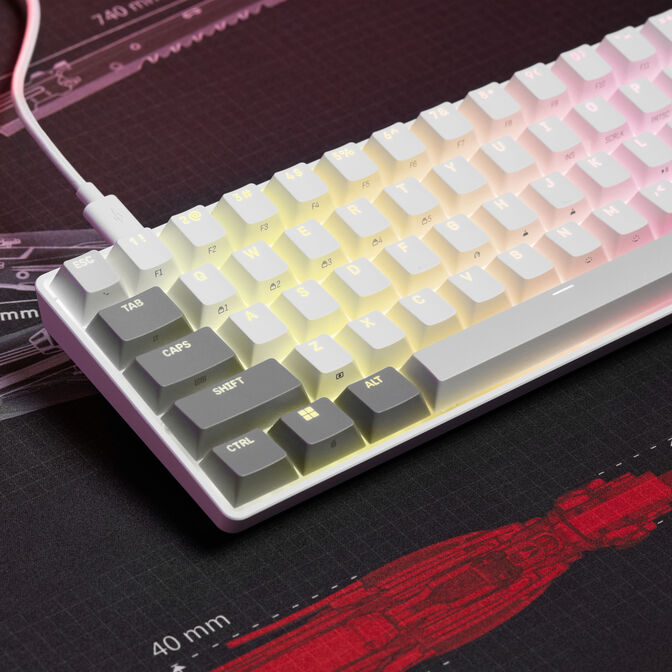 Corsair CLIPPER PRO MINI 60 Hall Effect Gaming Keyboard, Backlit RGB LED, CORSAIR MGX Core, WHT , PBT DS Keycaps image number 13