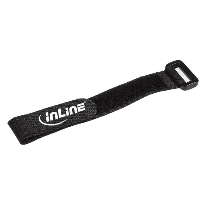 InLine Velcro Straps 20x200mm, Pack of 10 - Black image number 1