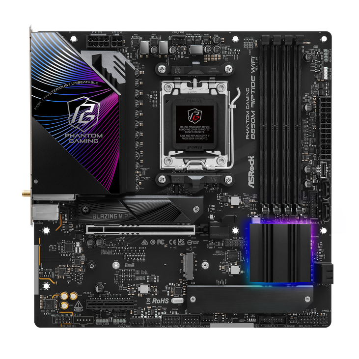 ASROCK B850M Riptide Wifi Mainboard, Sockel AM5, AMD B850, Micro-ATX, DDR5 image number 4
