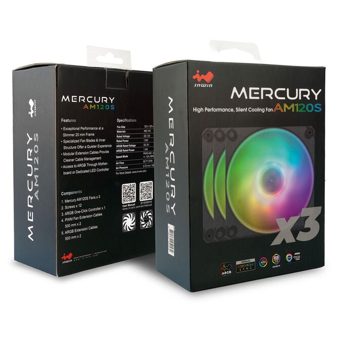 In Win Mercury AM120S Computer case Fan 12 cm Black, White 3 pc(s) image number 9