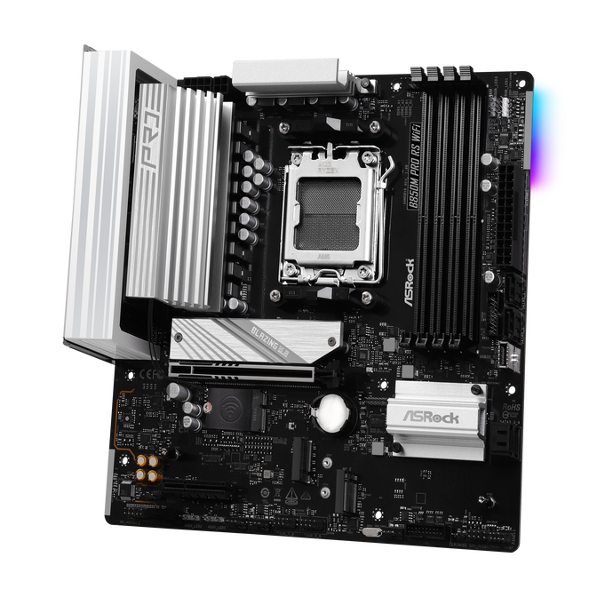 ASROCK B850M Pro RS WiFi motherboard, Socket AM5, AMD B850, Micro-ATX, DDR5 image number 2
