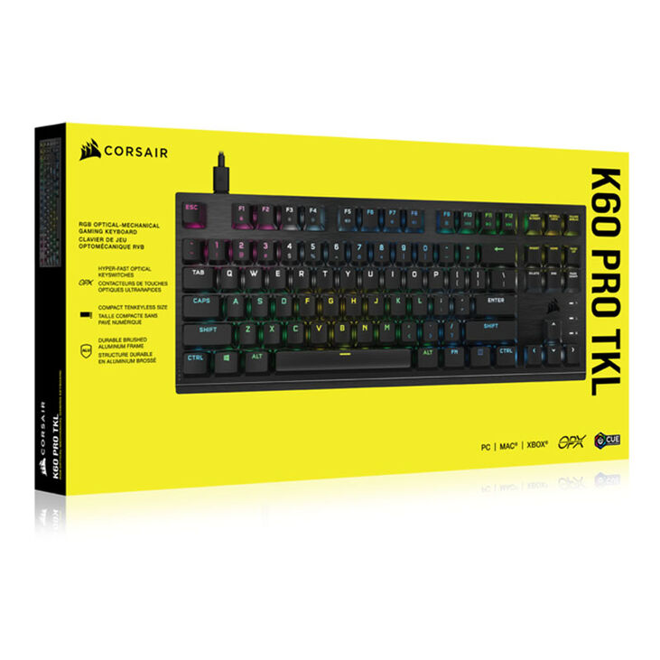 Corsair K60 PRO TKL optical-mechanical gaming keyboard, RGB lighting, Corsair OPX - black image number 5