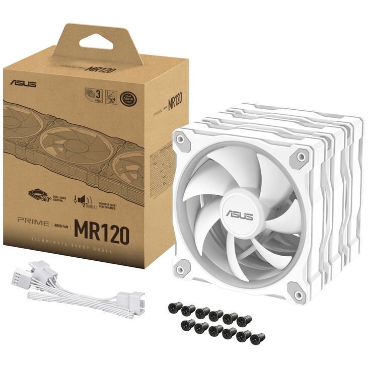 ASUS Prime MR120 ARGB Fan, PWM, Aura Sync - 120mm, white, triple-pack image number 14