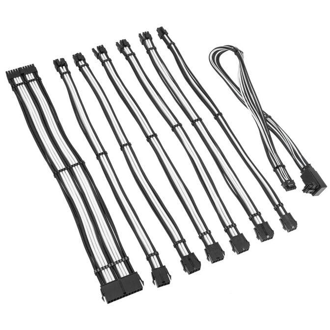 Kolink Core Pro Braided Cable Extension Kit 12V-2x6 Type 2 - Jet Black/Brilliant White image number 1
