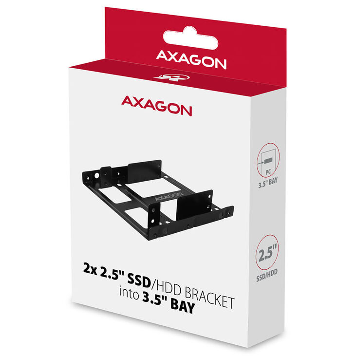 AXAGON RHD-225 Mounting frame for 2x 2.5" in 3.5" slot - black image number 4
