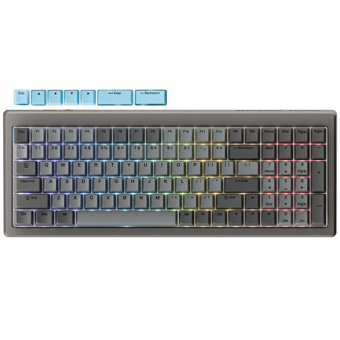 Ducky Cushion 98 Gaming-Tastatur, 96%, US-Layout, Shush Red Switches - Nickel image number 5