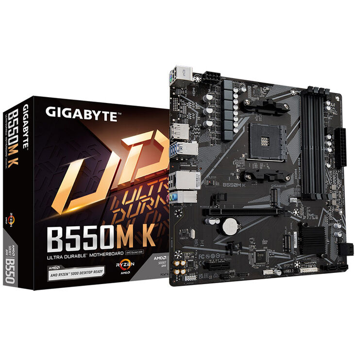 GIGABYTE B550M K motherboard, Socket AM4, AMD B550, Micro-ATX, DDR4 image number 0