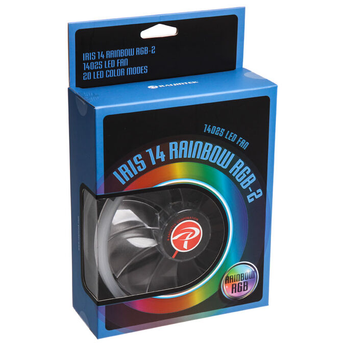 Raijintek IRIS 14 Rainbow RGB LED-L&uuml;fter, 2er Set inkl. Controller - 140mm image number 8