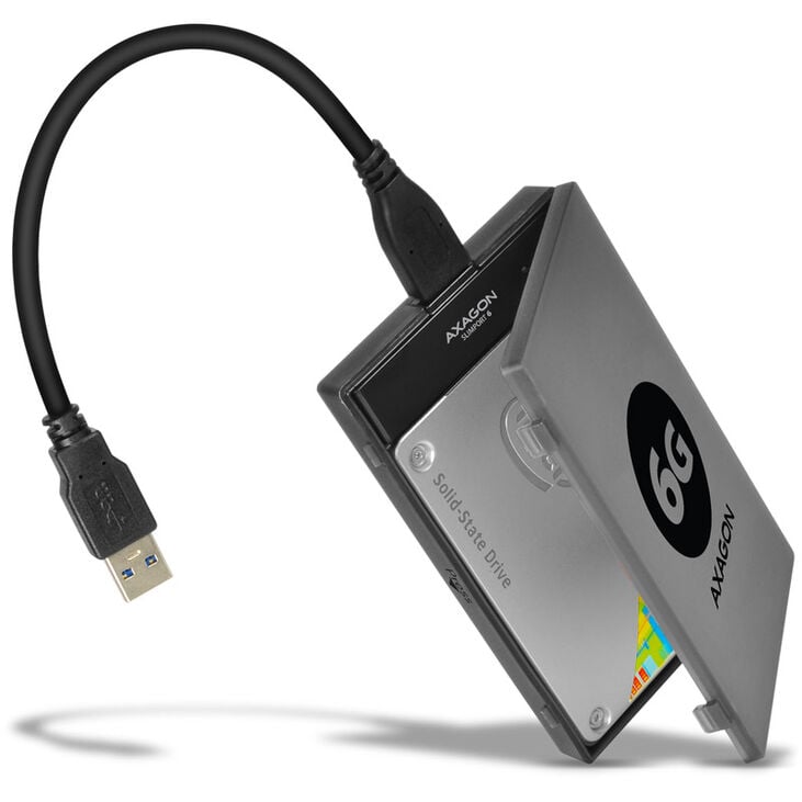 AXAGON ADSA-1S6 SLIMPort6 Adapter, USB 3.0, 2.5" SSD/HDD, SATA 6G - with Case image number 1